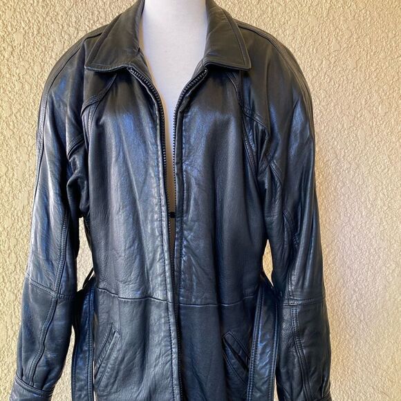 Vintage Andrew Marc Black‎ Leather Jacket Small - Picture 1 of 15